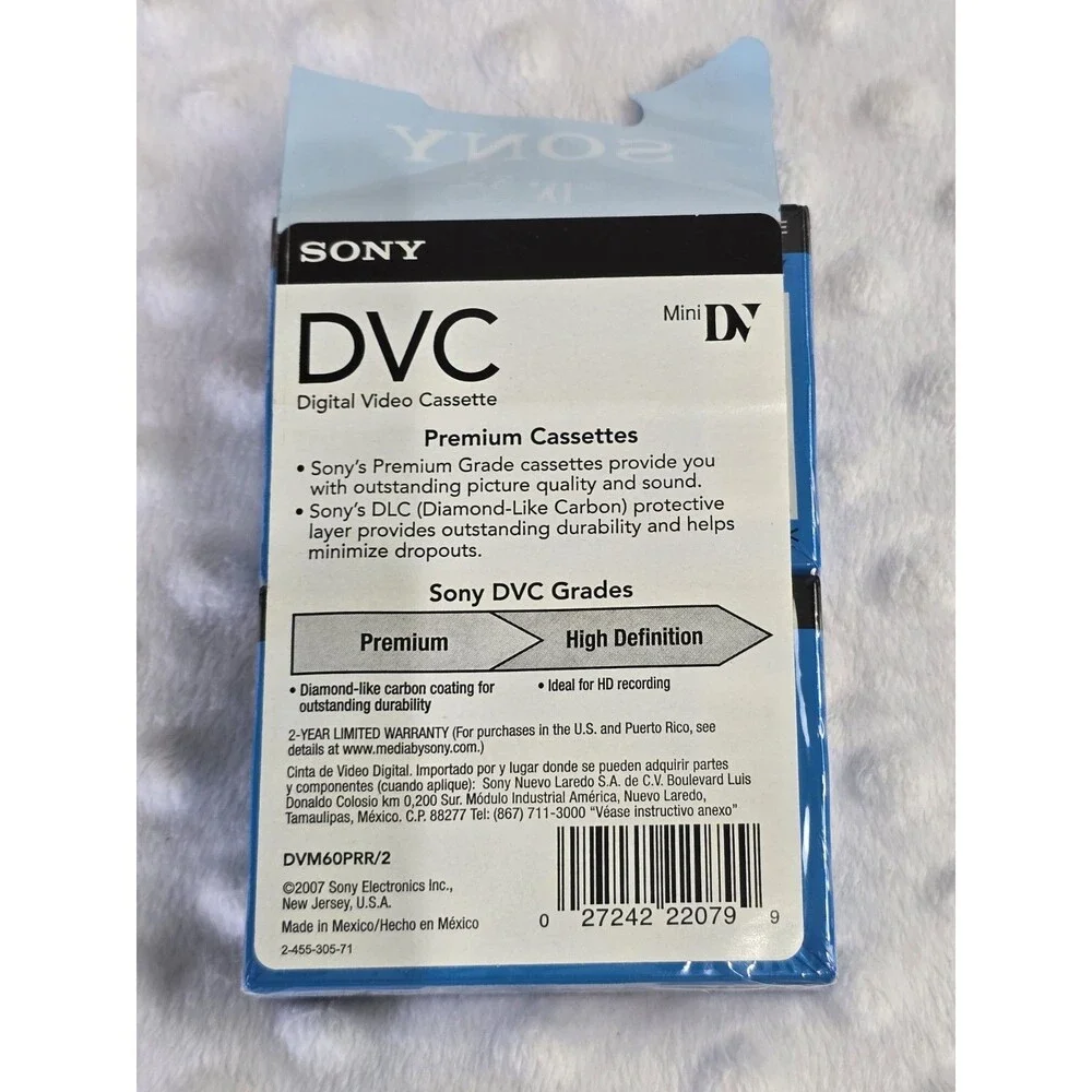 Sony DVC Digital Video Cassette 2 Pack Mini DV 60 Min Premium Tapes DVM60PRR New
